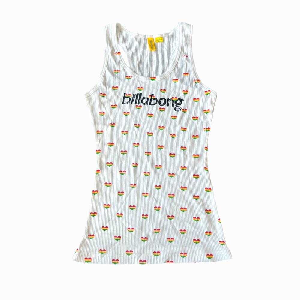 Billabong All Over Hearts White Tank Top, Small